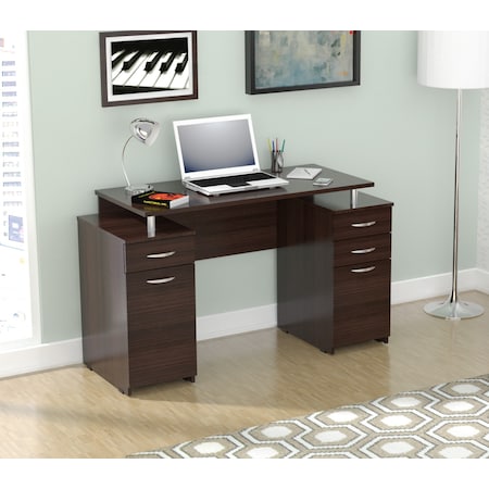 Inval Computer Desk 48.94 in. W Espresso Rectangular 4 -Drawer with File Storage ES-0403